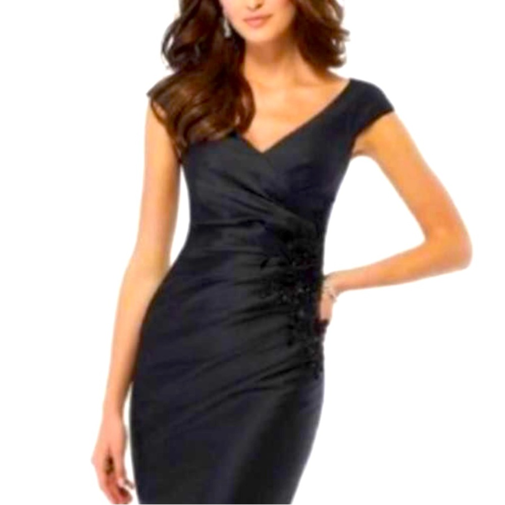 Size 18 Black MGNY by Morilee 72135 Perfect Cap Sleeve Gown